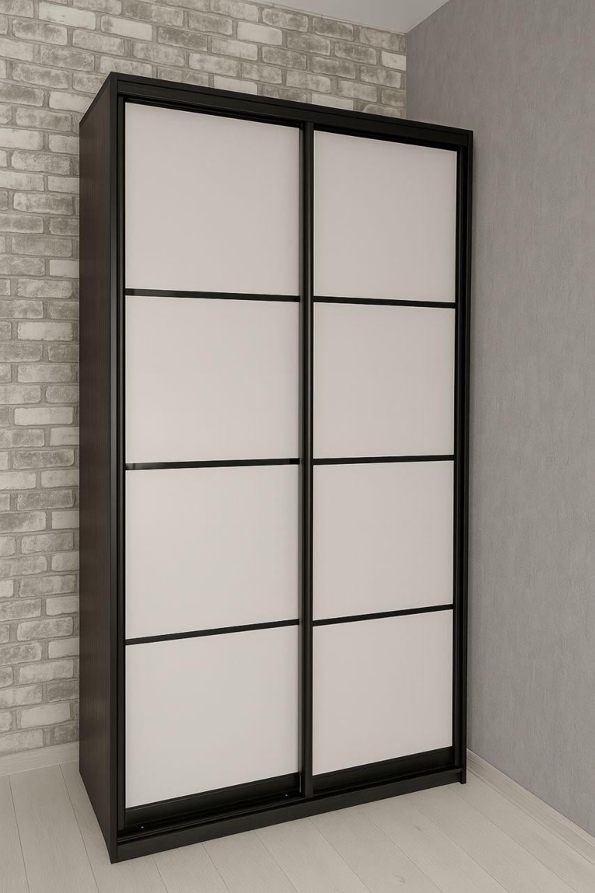 Шкаф купе Мириам комби 4 ДСП 1400x2400x600 мм Белый/Антрацит (20944) Шкаф купе Мириам комби 4 ДСП 1400x2400x600 мм Белый/Антрацит (20944)