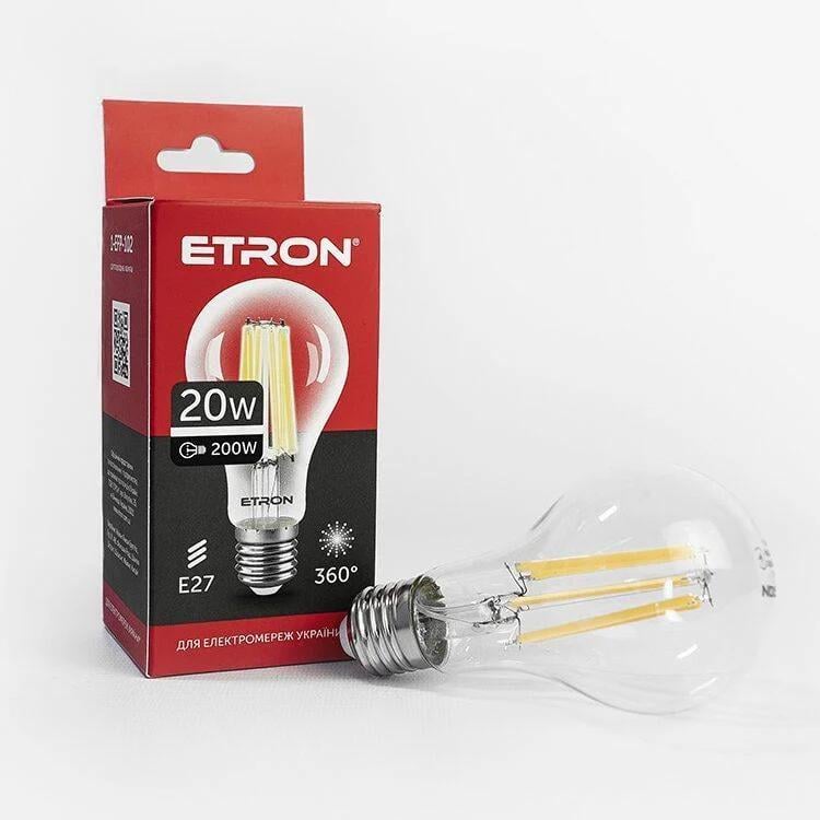 LED-лампа філаментна ETRON прозора A65 20W E27 4200K Нейтральний білий (1-EFP-102)