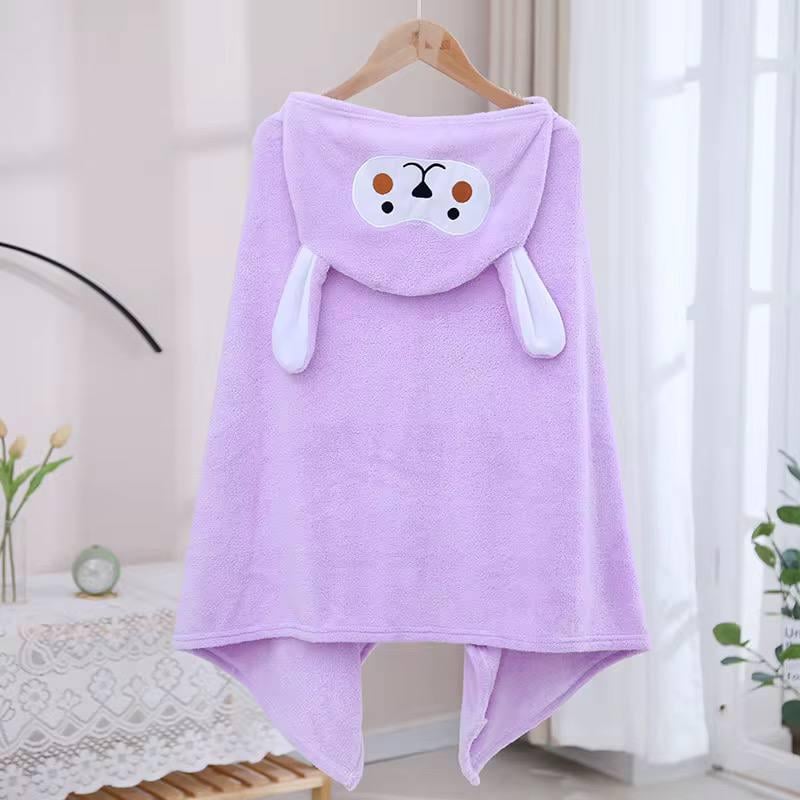 Полотенце-уголок детское с капюшоном микрофибра 140х70 см Сиреневый