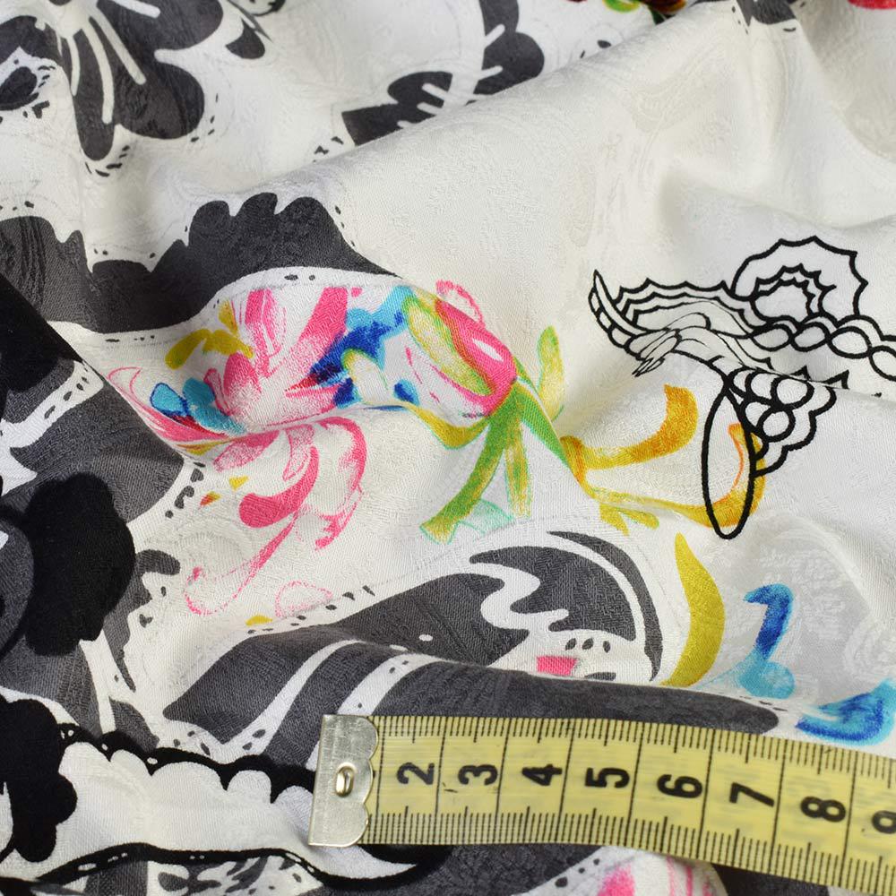 Ткань коттон жаккард стрейч в цветы ширина 145 см Разноцветный (11834.001) - фото 2 Ткань коттон жаккард стрейч в цветы ширина 145 см Разноцветный (11834.001) - фото 2