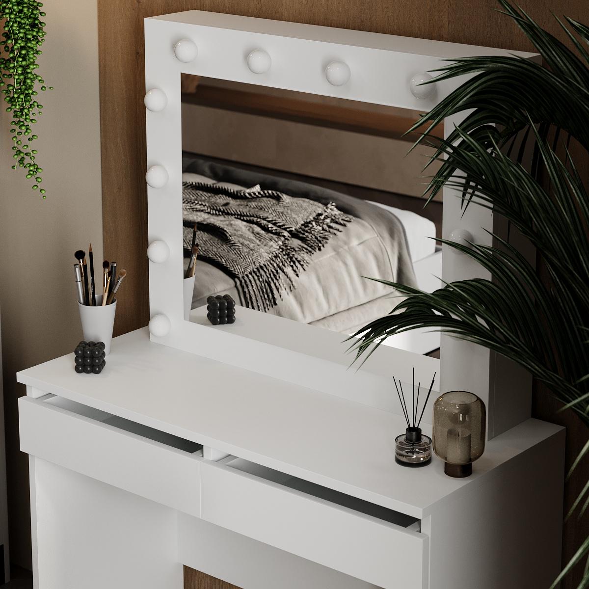 Туалетный столик Malta 940х430х1400 мм Белый бриллиант (GATB32010100000) - фото 3 Туалетный столик Malta 940х430х1400 мм Белый бриллиант (GATB32010100000) - фото 3