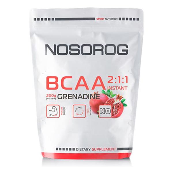 Амінокислота BCAA для спорту Nosorog Nutrition BCAA 2:1:1 200 g /36 servings/ Grenadine