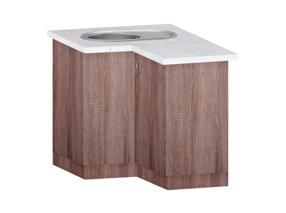 Тумба кутова кухонна №2 МАКСІ-МЕблі з врізним миттям овальна декор зі стільницею 1-ї категорії складська програма Дуб трюфель (5103379)