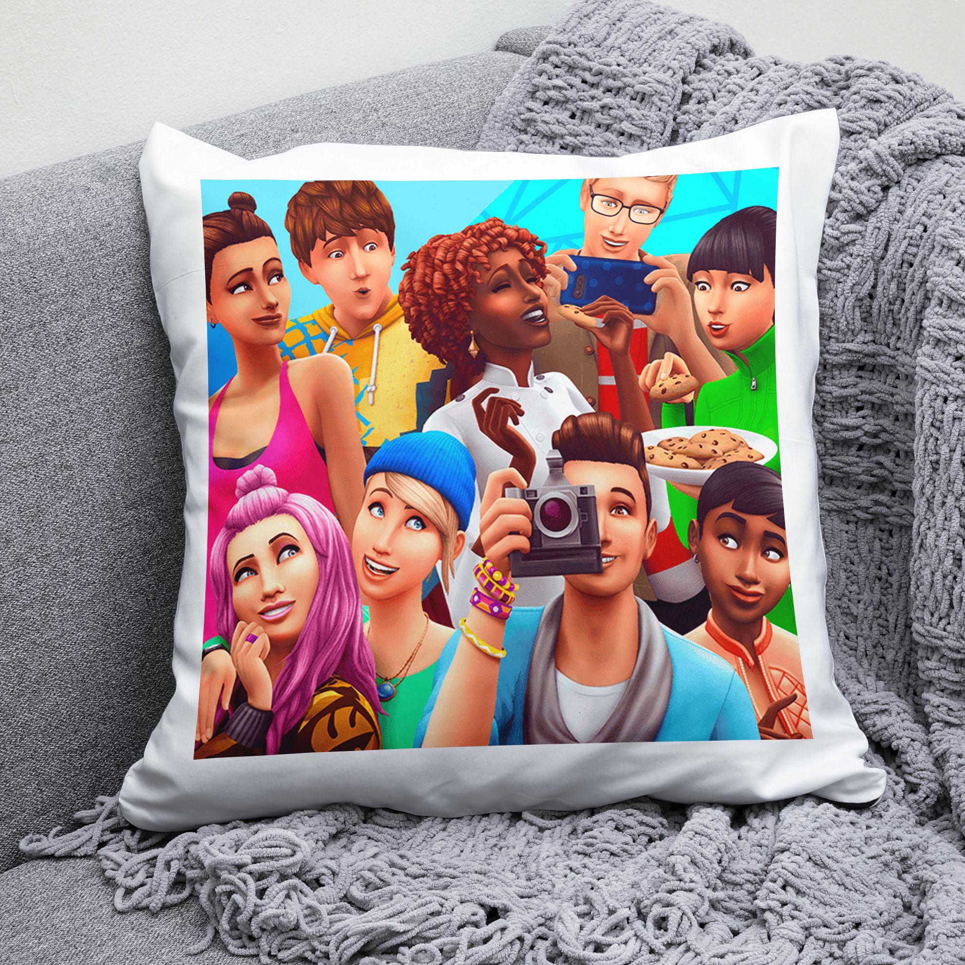 Плюшевая подушка квадрат с принтом игры The Sims