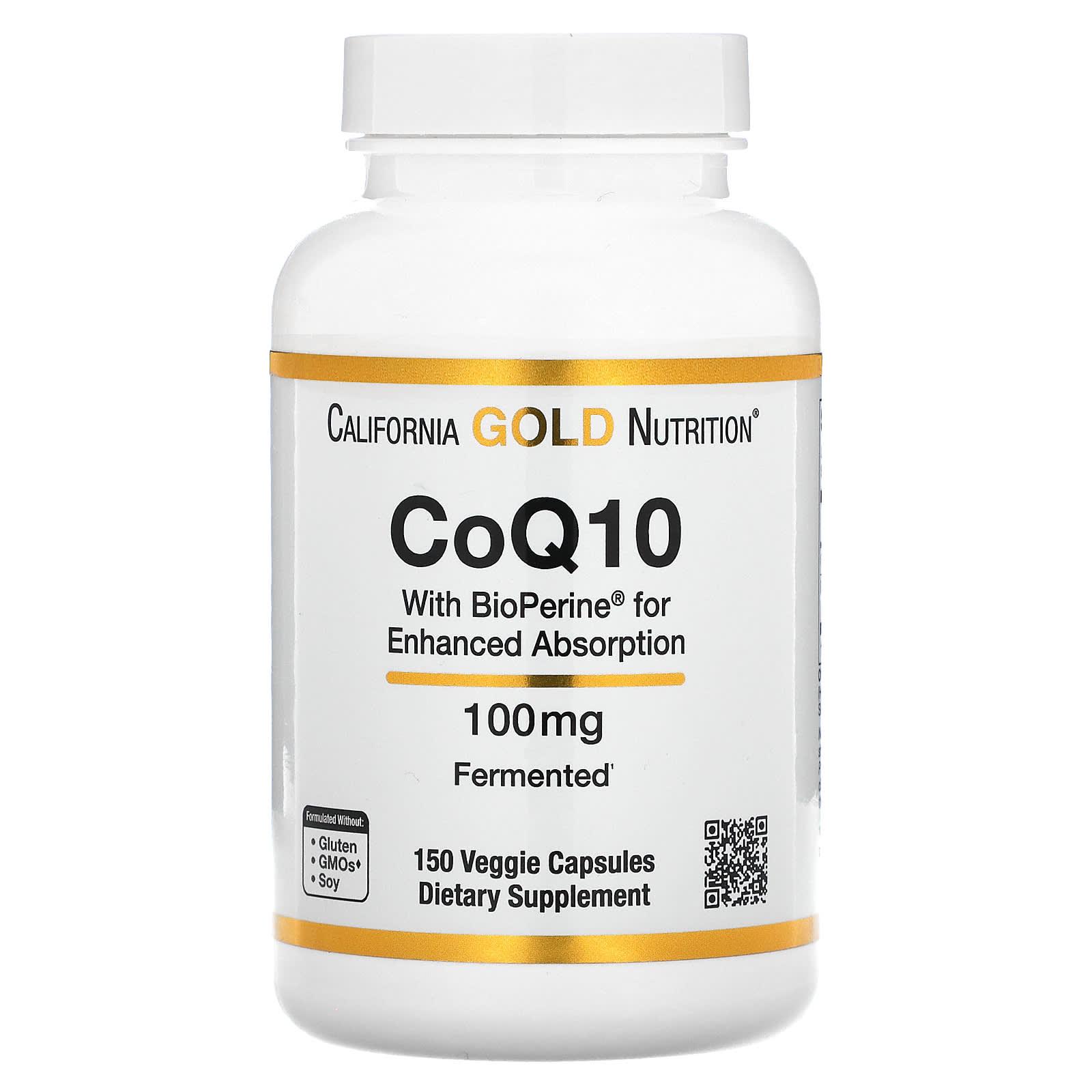Коензим Q10 з екстрактом Bioperine California Gold Nutrition CoQ10 100 мг 150 рослинних капс. (1427112597)