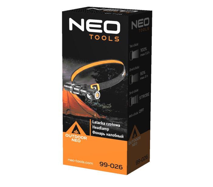 Фонарь налобный Neo Tools 1200 мАч Li-ion 10 Вт 800Lm Черный (99-026) - фото 4