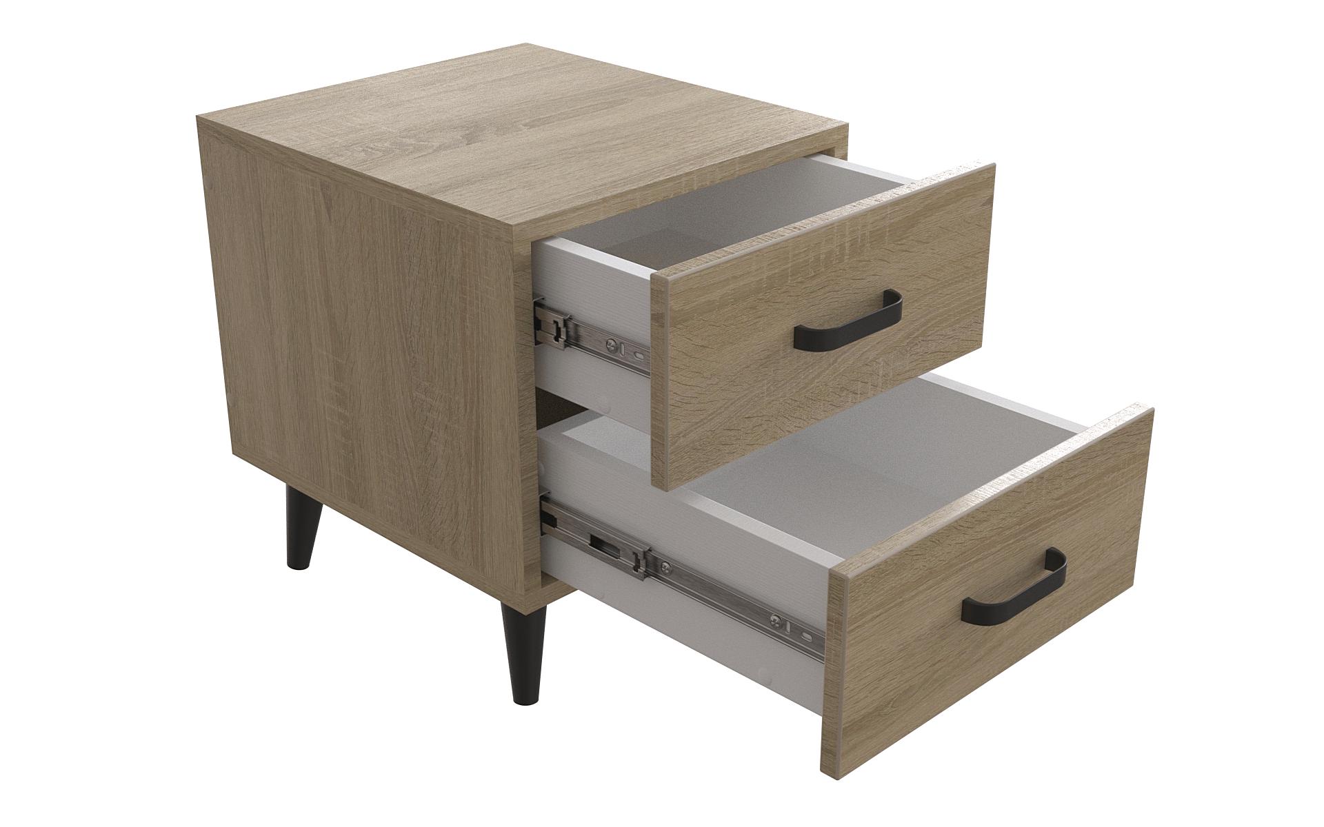 Тумба Ferrum-decor Вива 2 на конусных ножках металл/ДСП 16 мм 41x35x40 см Черный/Дуб Сонома (FRD-106812)