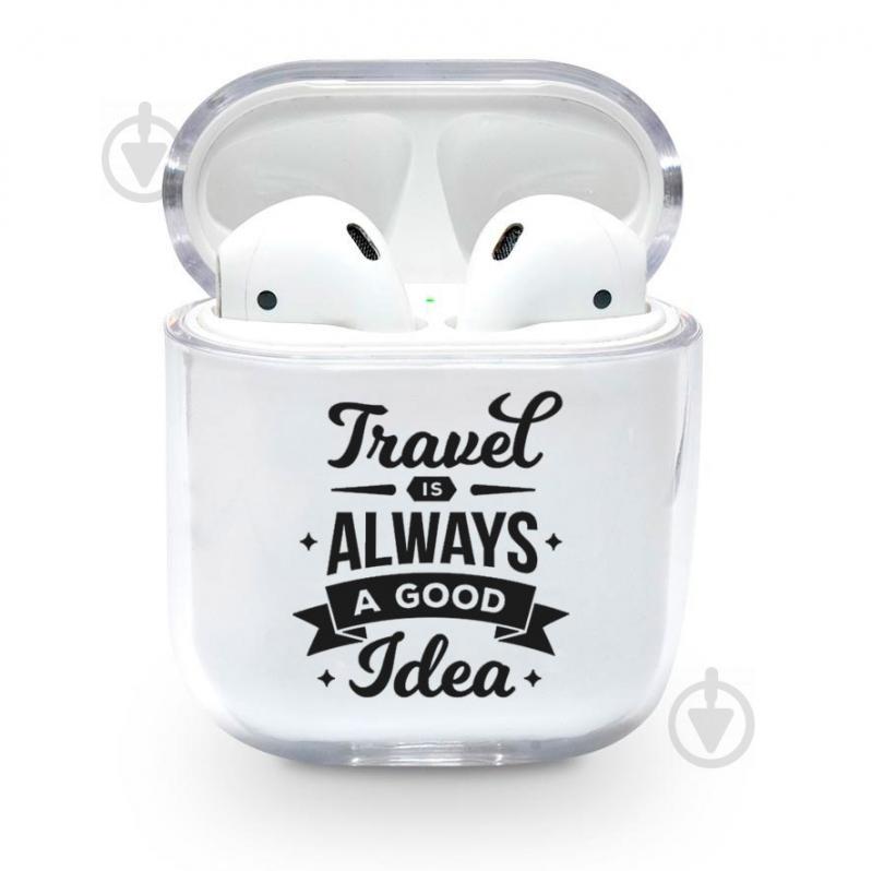 Прозрачный силиконовый чехол Apple AirPods с рисунком - Travel / Good Idea (KAP1225)