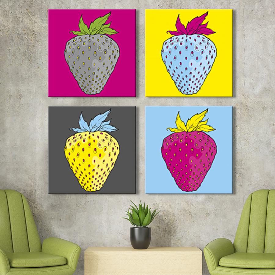 Картина модульная из 4 частей Клубника L 103x103 см (MK423215)