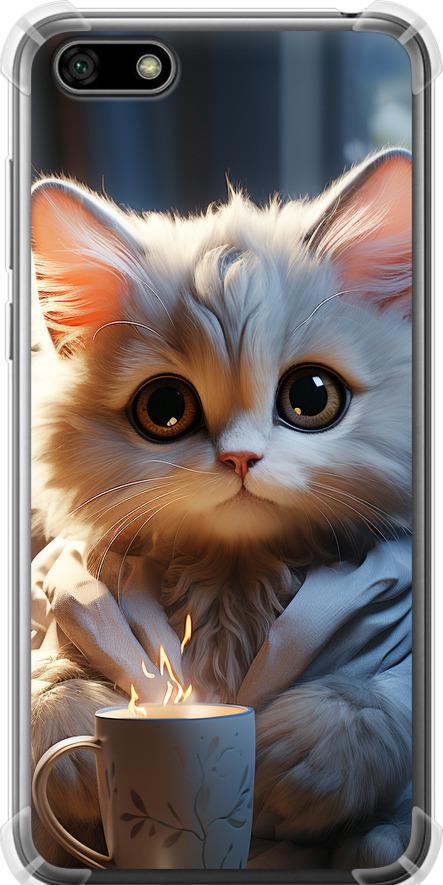 Чохол на Huawei Y5 2018 Білий кіт (5646sp-1500-42517)