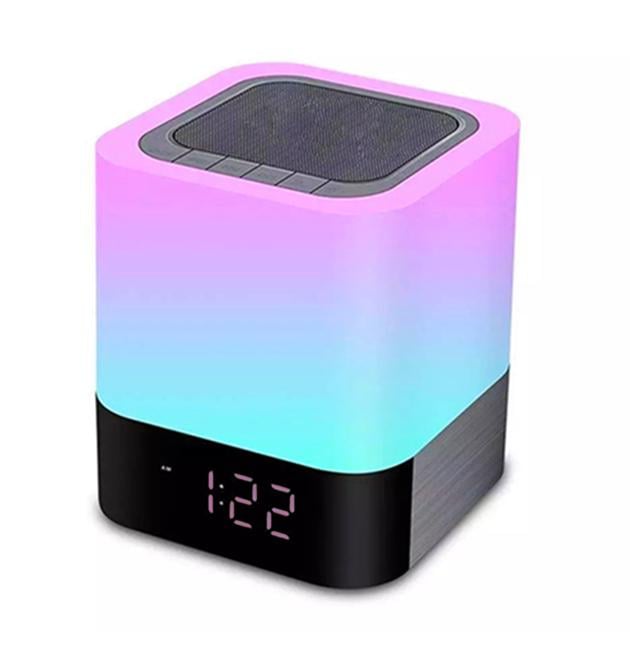 Ночник-светильник многоцветный портативный Mini-Hifi Bluetooth спикер с часами 1200 mAh