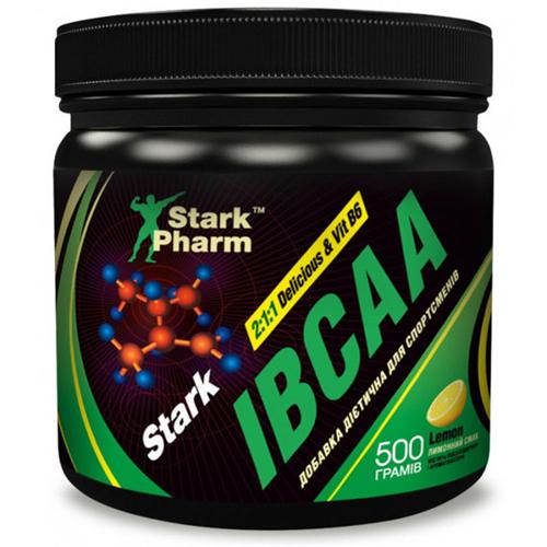Аминокислота BCAA для спорта Stark Pharm Stark IBCAA 2:1:1 Delicious & B6 Powder 500 г 80 порций Lemon