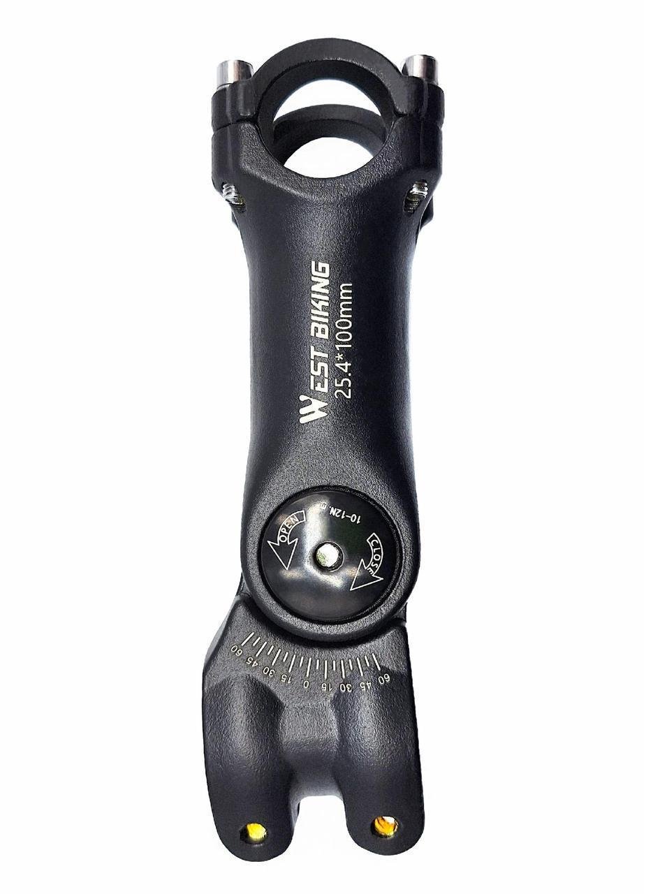 Вынос руля велосипеда West biking 100 мм регулируемый безрезьбовой 1-1/8" руль d 25,4 мм Черный (G0001108)