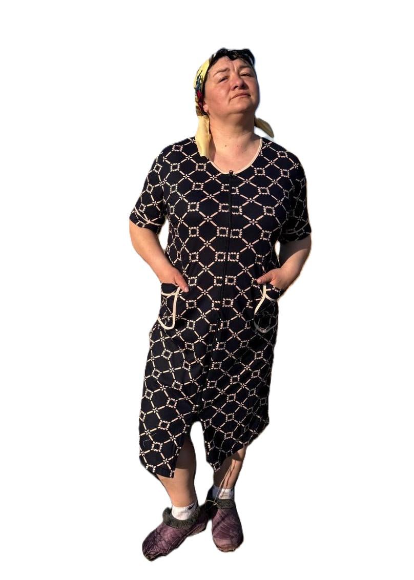 Халат женский на молнии с карманами XXL Черный (Д-al-batal-25-004-03)