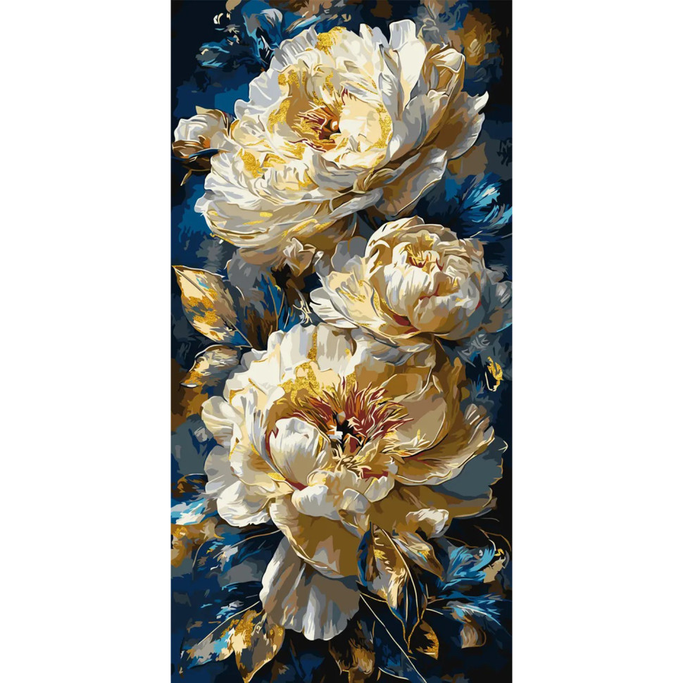 Картина по номерам ORIGAMI Королевские пионы с красками металлик 40х80 см (LW5185)