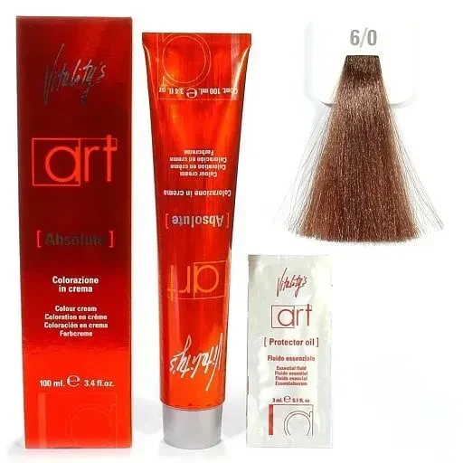 Крем-краска для волос с масляным коктейлем Vitality’s Art Absolute Hair Color Cream 6/0 Темный блондин 100 мл
