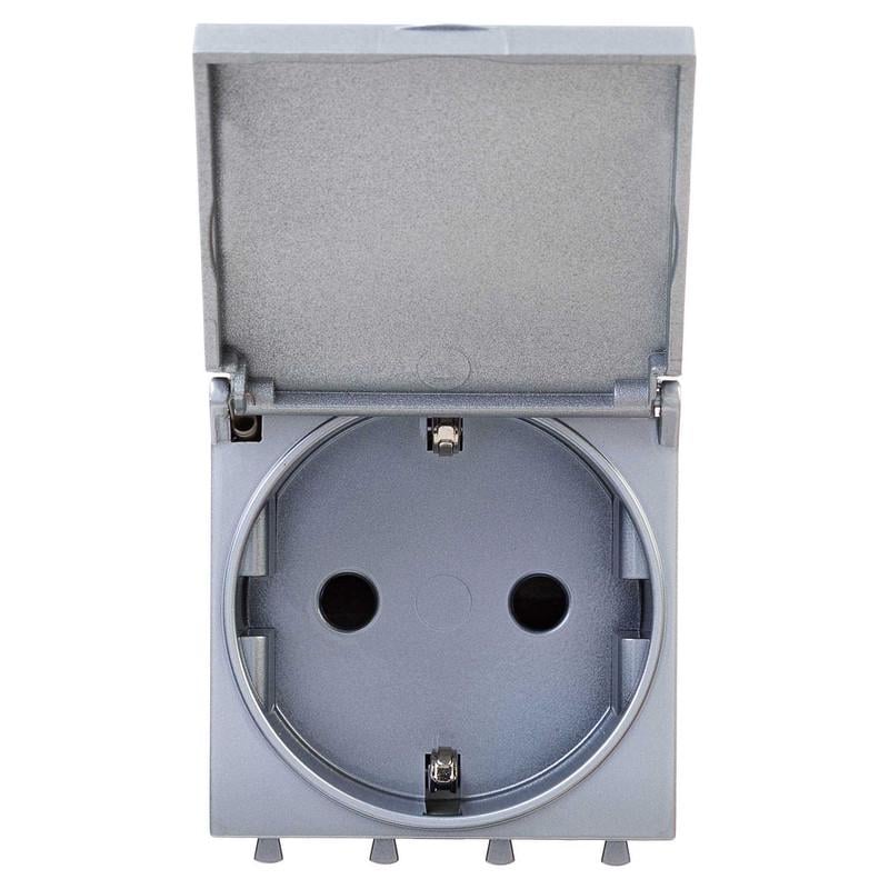 Розетка ДКС Avanti с заземлением с крышкой IP41 2 модуля Серый (4404012)