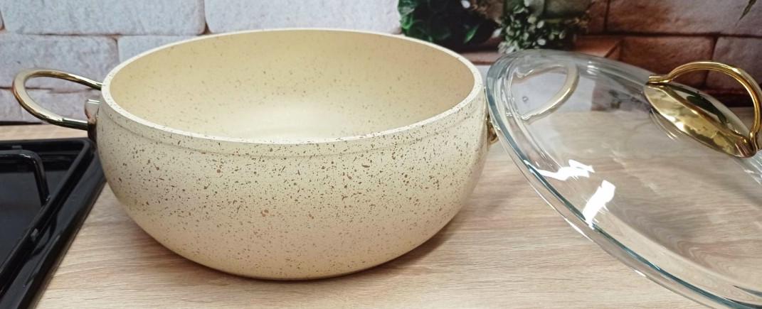 Кастрюля с крышкой O.M.S. Collection 3141 с гранитным покрытием 22 см 3 л Слоновая кость (1944785540) - фото 3 Кастрюля с крышкой O.M.S. Collection 3141 с гранитным покрытием 22 см 3 л Слоновая кость (1944785540) - фото 3