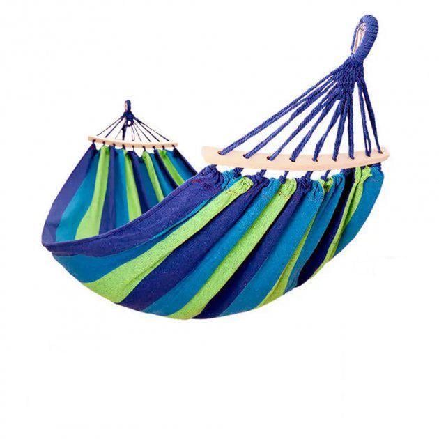 Гамак подвесной с планкой 190x150 см Blue (N-8640)