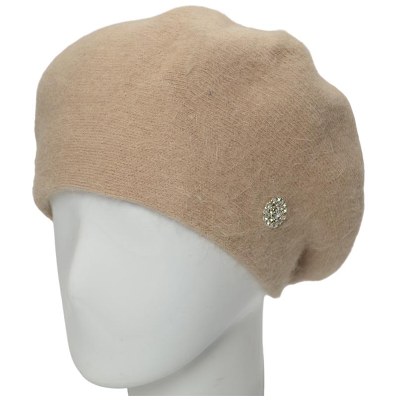 Берет женский Novita Фанни ангоровый на ножке one size Бежевый