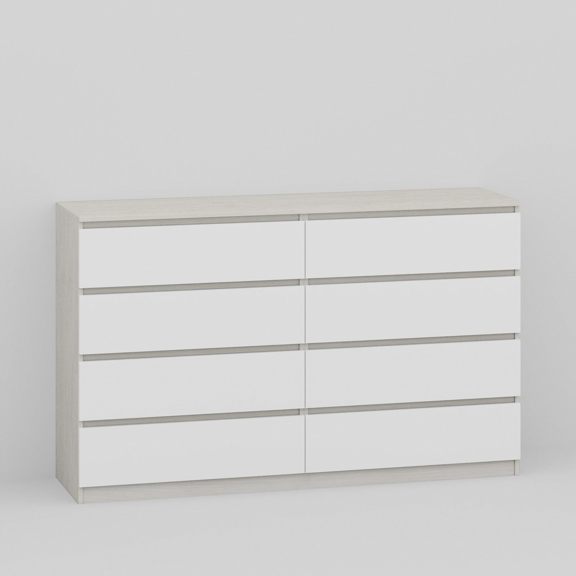 Комод на 8 ящиков без ручек Line KF8 1400x450x1035 мм Шамони Светлый/Белый - фото 2