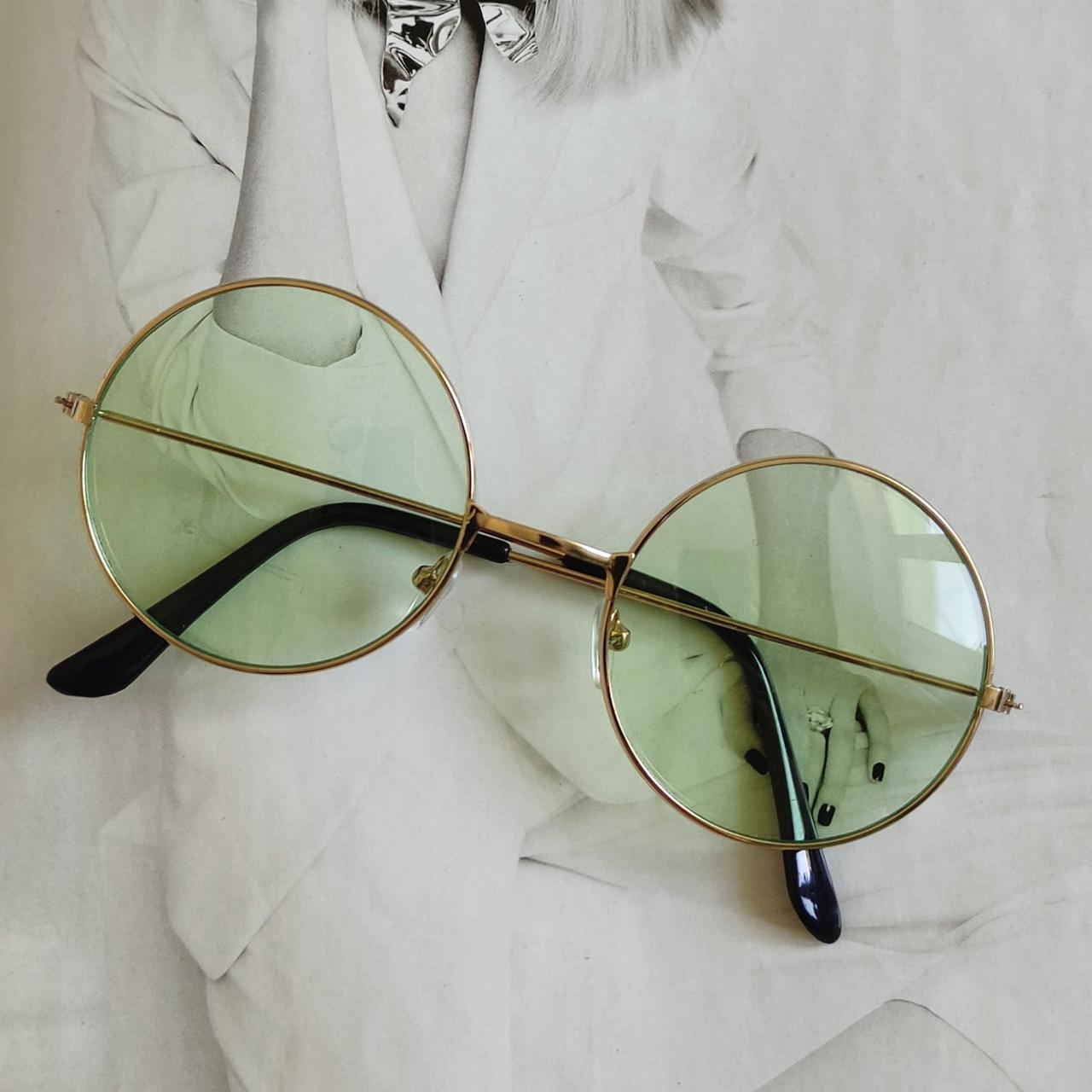 Солнцезащитные очки тишейды с цветной линзой Салатовый в золоте