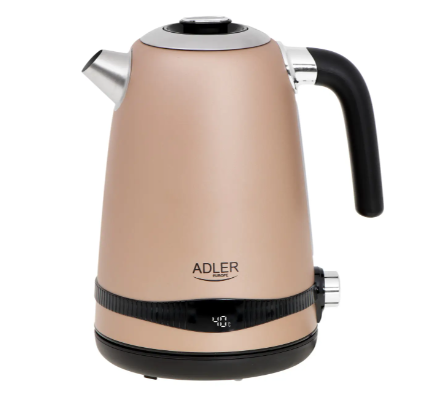 Електрочайник сталевий Adler з РК-дисплеєм та контролем температури 1,7 л Бежевий (28432301)