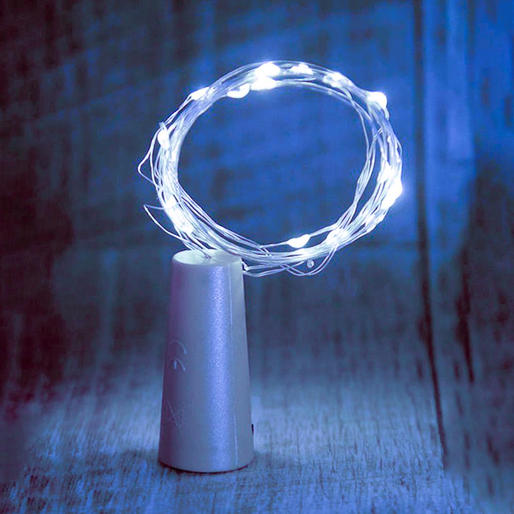 Гирлянда пробка Роса на батарейках 2 м 20LED холодный белый/батарейки в комплекте