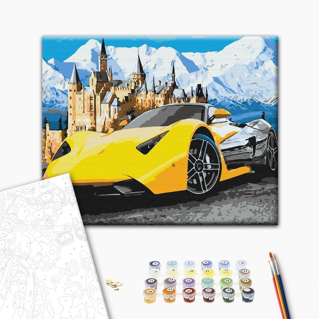 Картина за номерами Brushme Lamborghini біля замку 40х50 см (BS28723) - фото 2