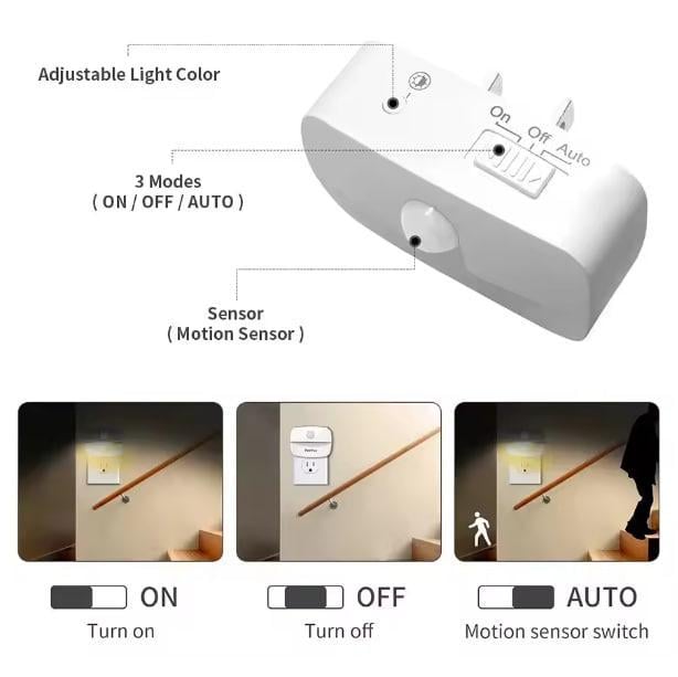 Світильник із датчиком руху та світла 220 В Білий - фото 2