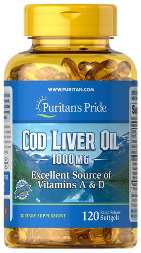 Омега-3 Puritan's Pride Cod Liver Oil 1000 мг 120 softgels (7743)