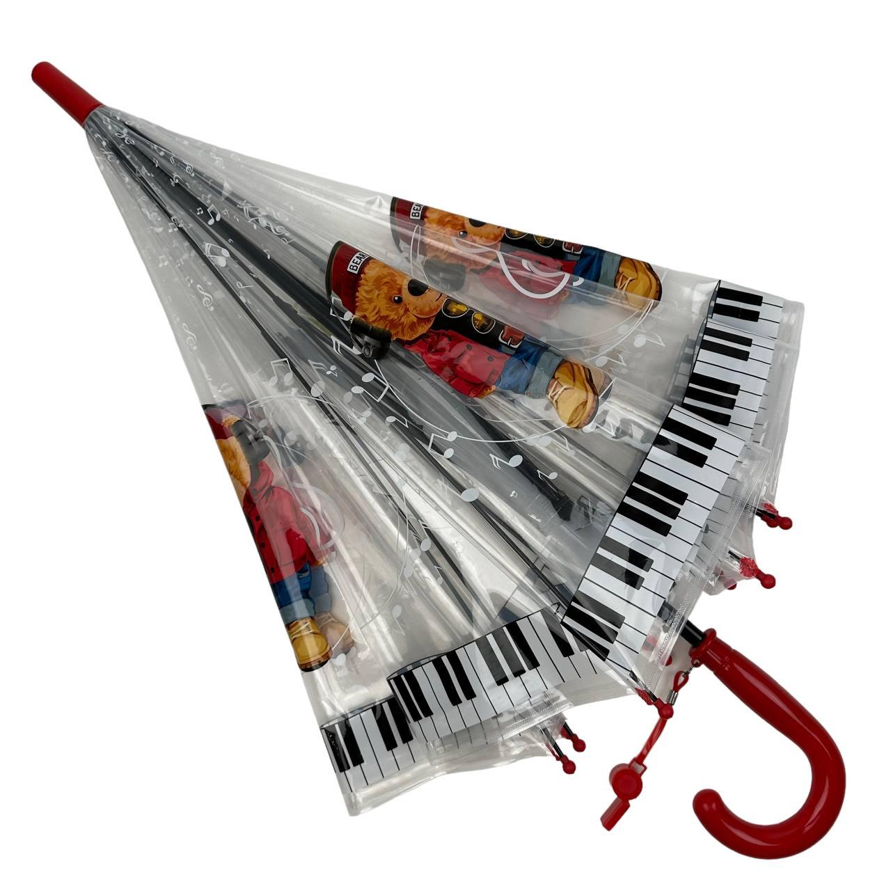 Зонтик-трость детская Rain Proof Мишки Прозрачный/Красный (0272-5) - фото 2 Зонтик-трость детская Rain Proof Мишки Прозрачный/Красный (0272-5) - фото 2