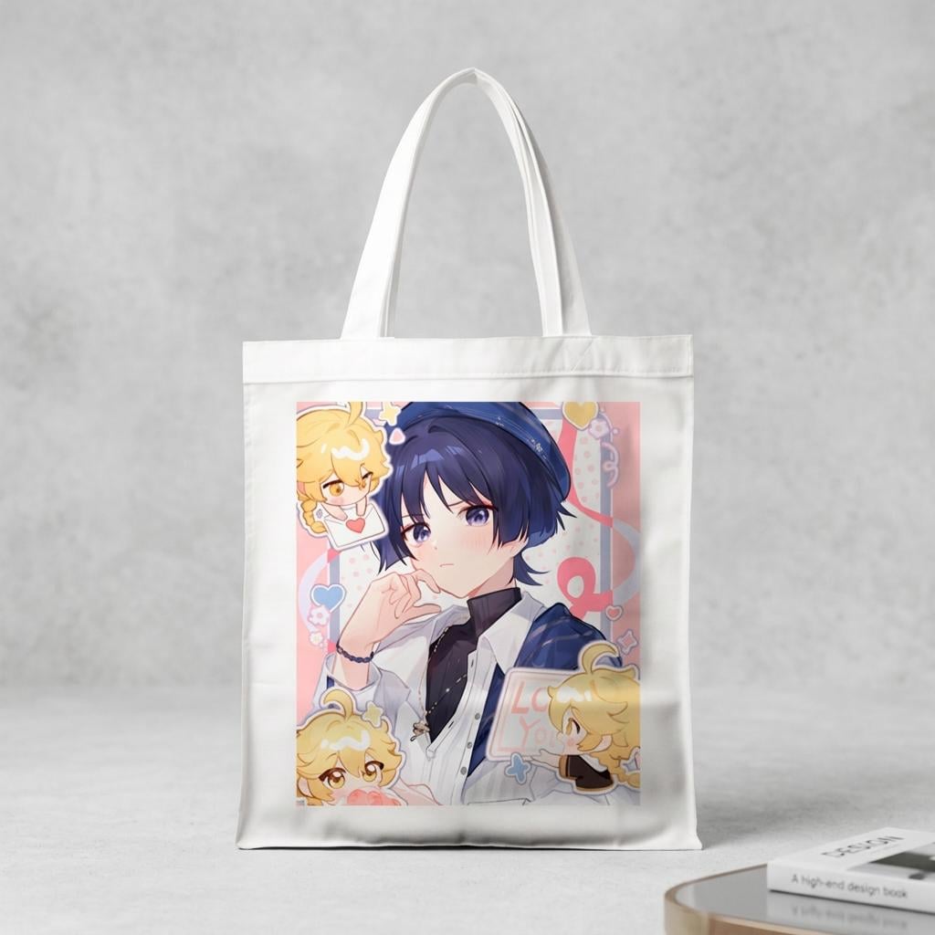 Сумка-шопер Genshin Impact из габардина Белый (6534)