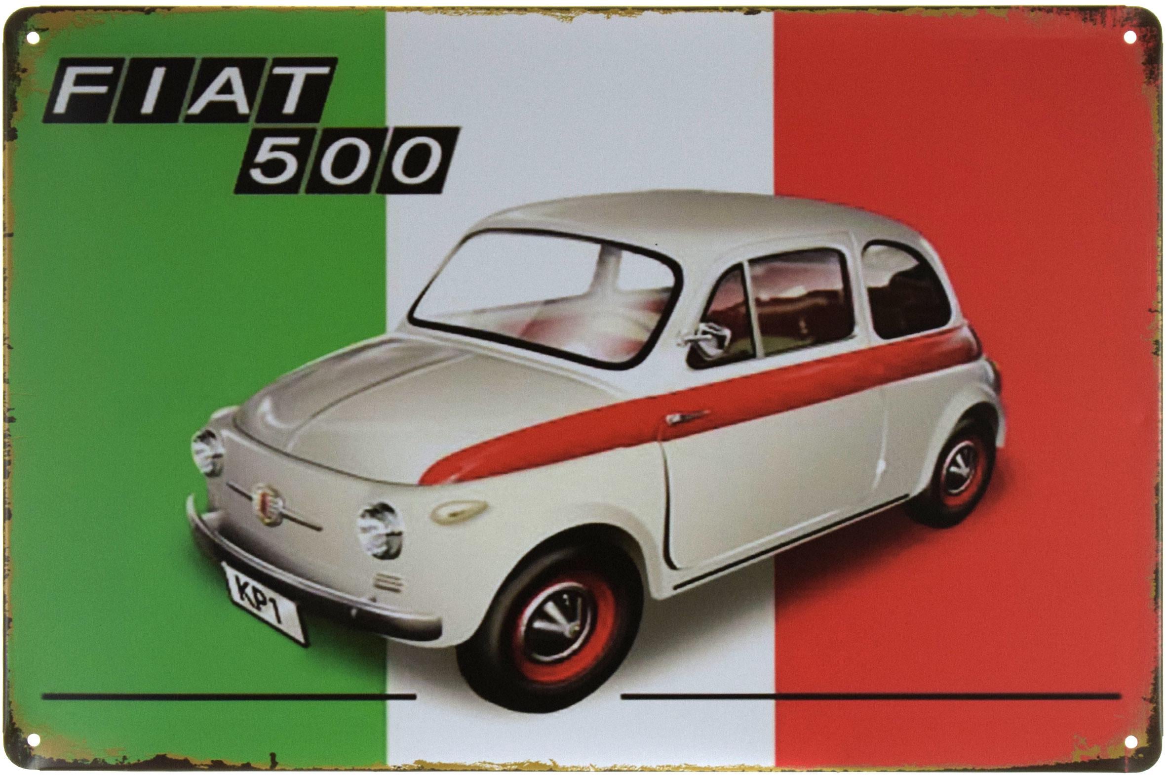 Табличка металлическая Fiat 500 20x30 см