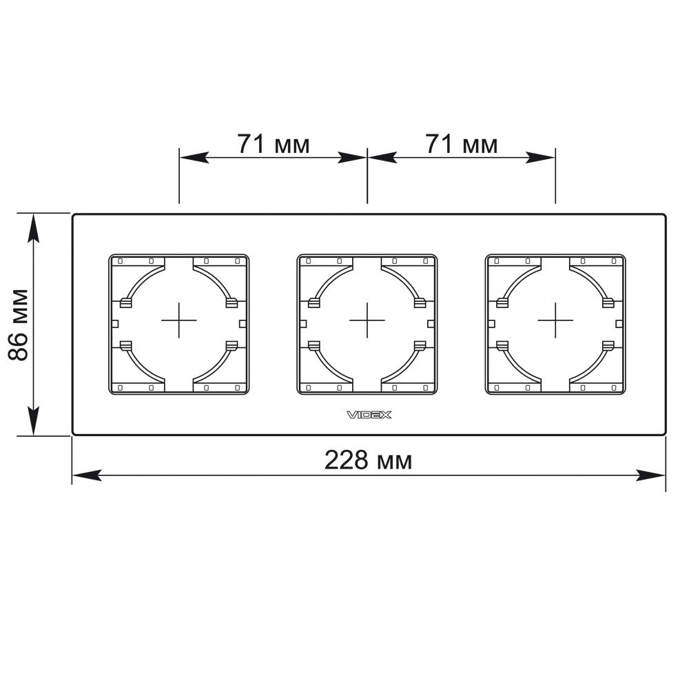 Рамка для розеток Videx Binera 3 места горизонтальная алюминий Серебряный (VF-BNFRA3H-SL) - фото 2