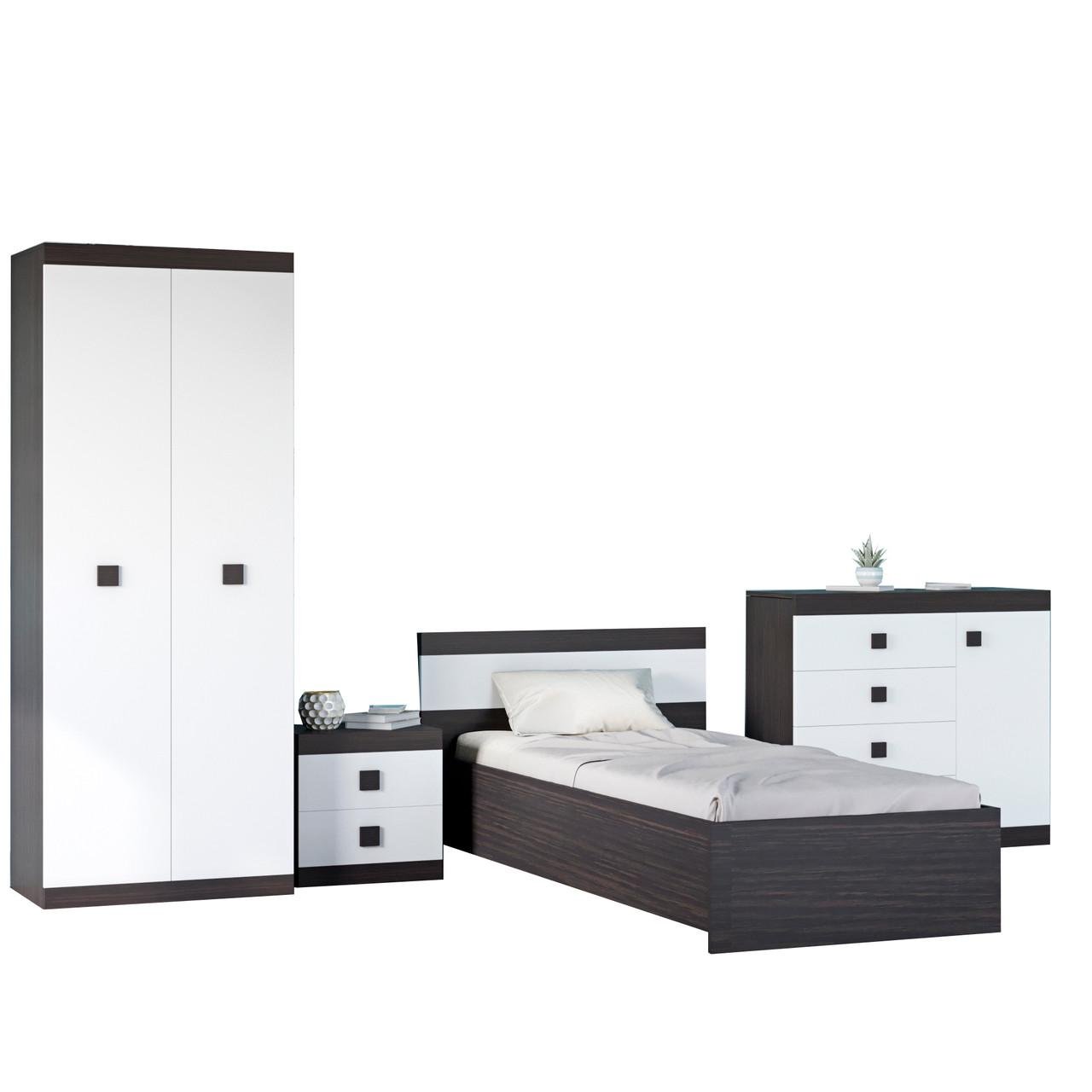 Спальня дитяча Еверест Соната Комплект 7 модульна 4 елементи Венге темний/Білий (DTM-2590)