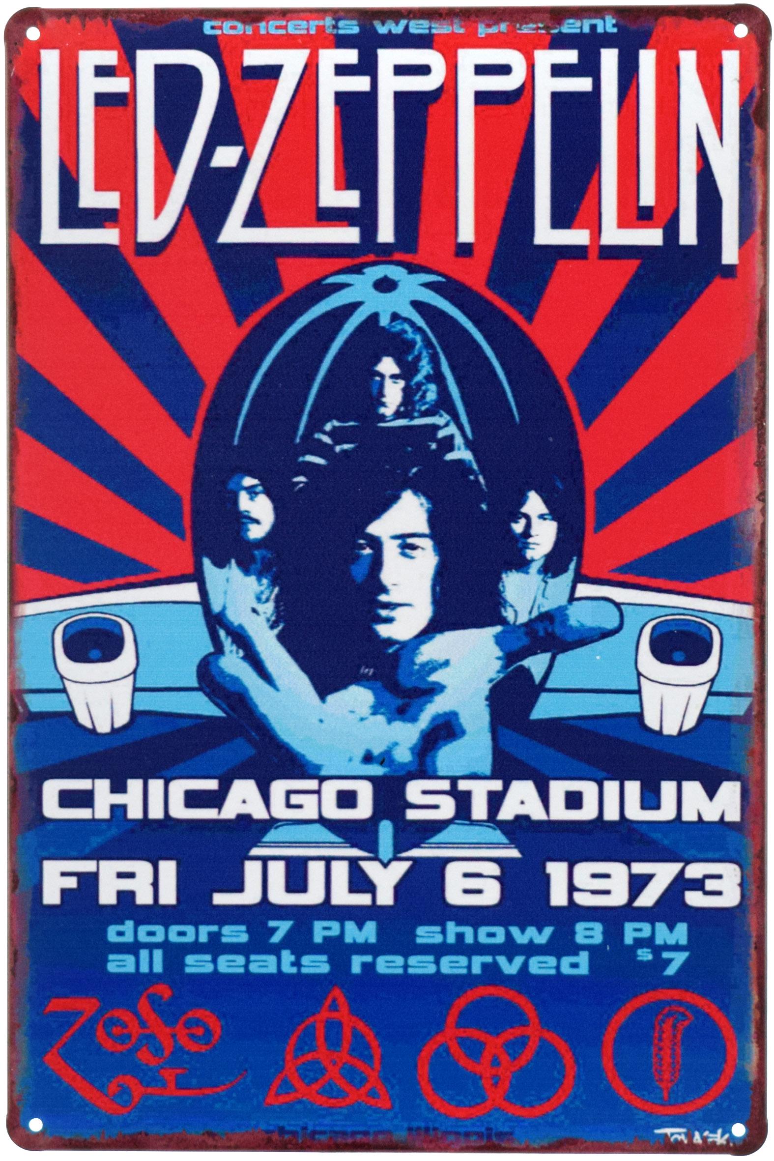 Табличка металева Led Zeppelin Chicago Stadium 20x30 см