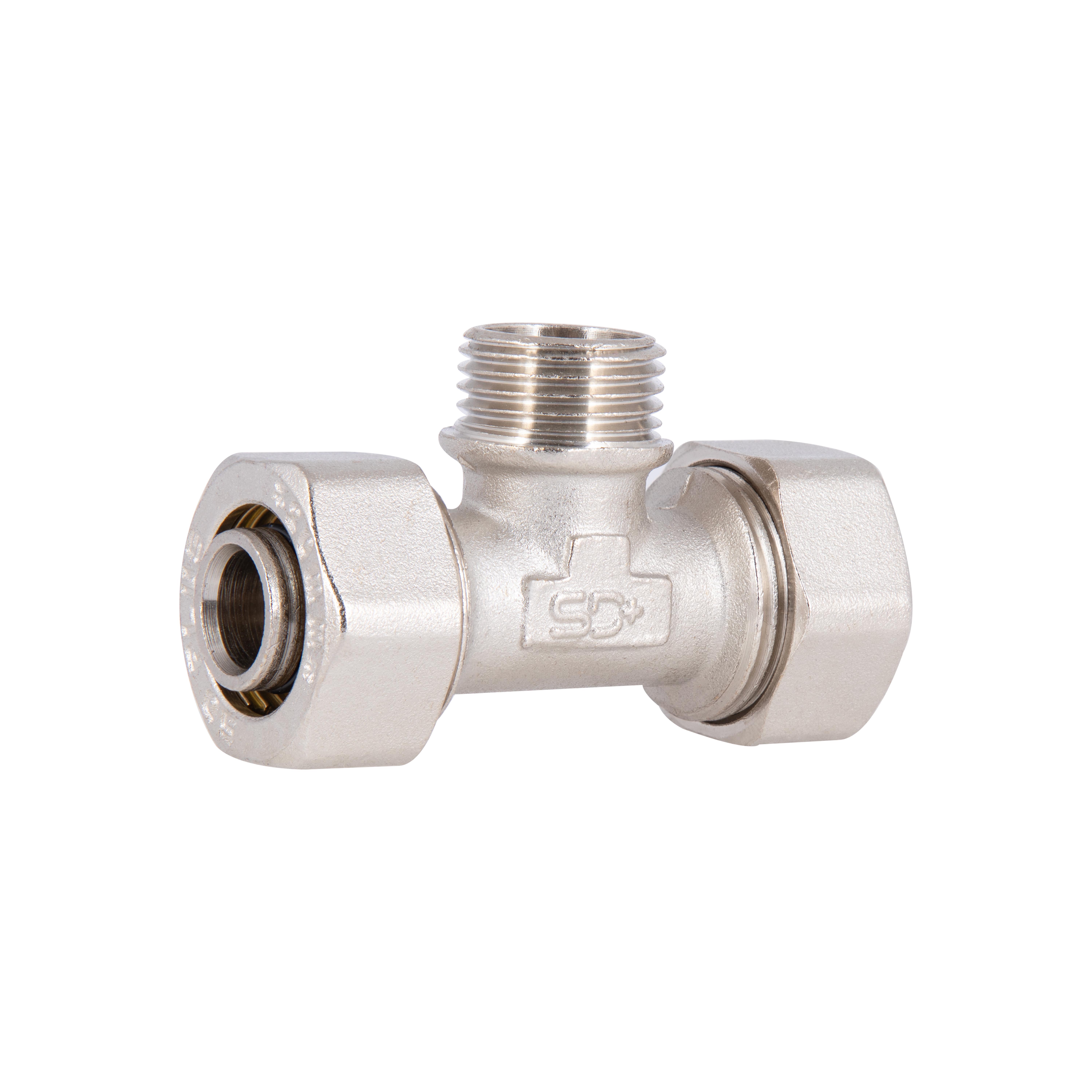 Трійник латунний Thermo Alliance Standart 20х1/2"Зх20 нікельований для металопластикових труб (SD160W201520)