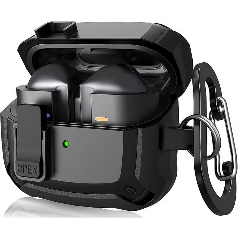 Чехол противоударный Dux Dusis SECH для наушников Samsung Galaxy Buds 3/Buds 3 Pro с карабином н Black (6934913001752)
