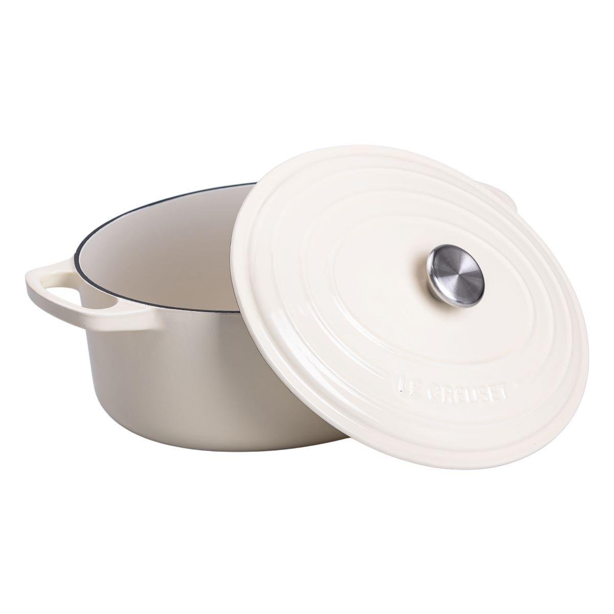 Гусятница чугунная эмалированная с крышкой 6 л 26 см Бежевый (6827)