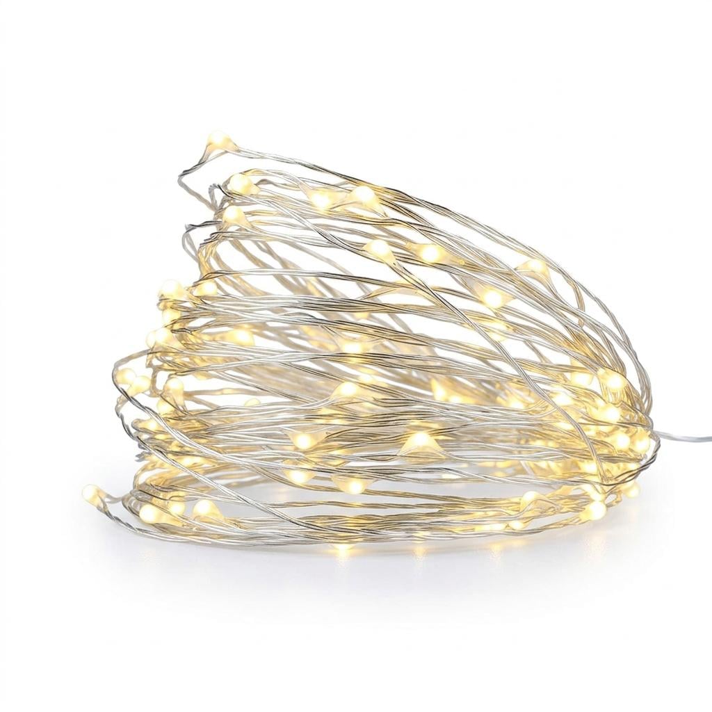 Гирлянда Sdoin 50 LED на батарейках теплый свет медная проволока 5 м