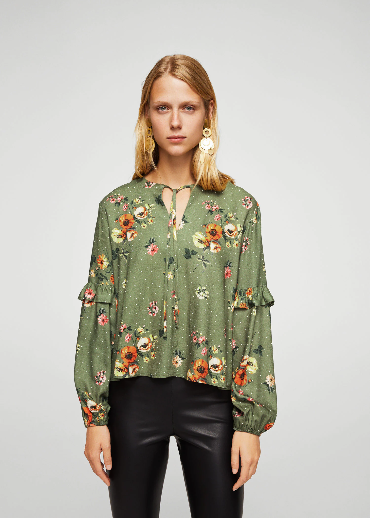 Блузка Mango L Хаки (2000001058381)