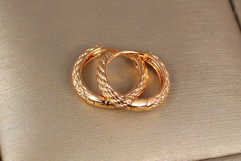 Серьги Xuping Jewelry Колечки спиралька 1,5 см Золотистый (1587382350)