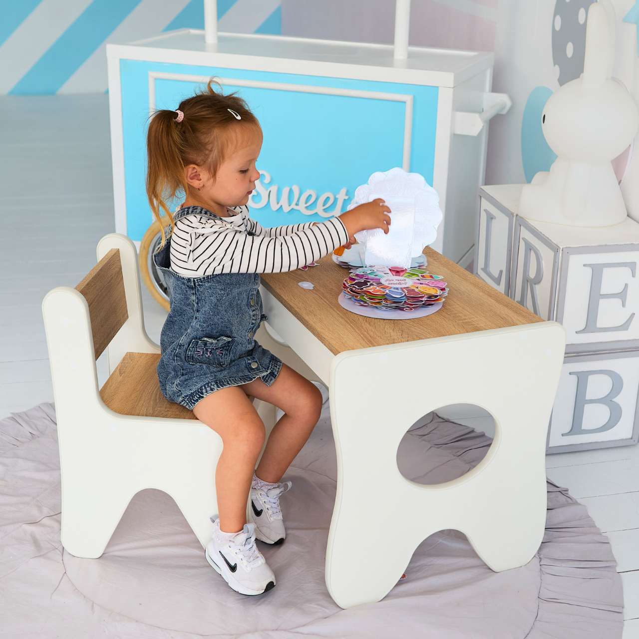 Стільчик в дитячу кімнату 55х37х33 см Білий з деревом - фото 7 Стільчик в дитячу кімнату 55х37х33 см Білий з деревом - фото 7