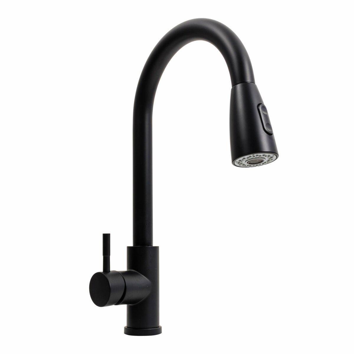 Змішувач кухонний Platinum F001B з висувним виливом Чорний (PLTM-SP000041328)
