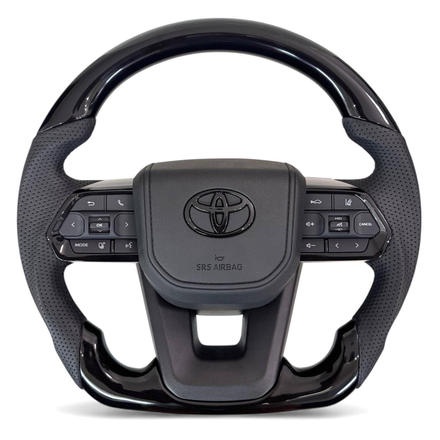 Руль для Toyota Tundra в сборе рояльный лак со скошенным низом логотип черный глянец (29367413)