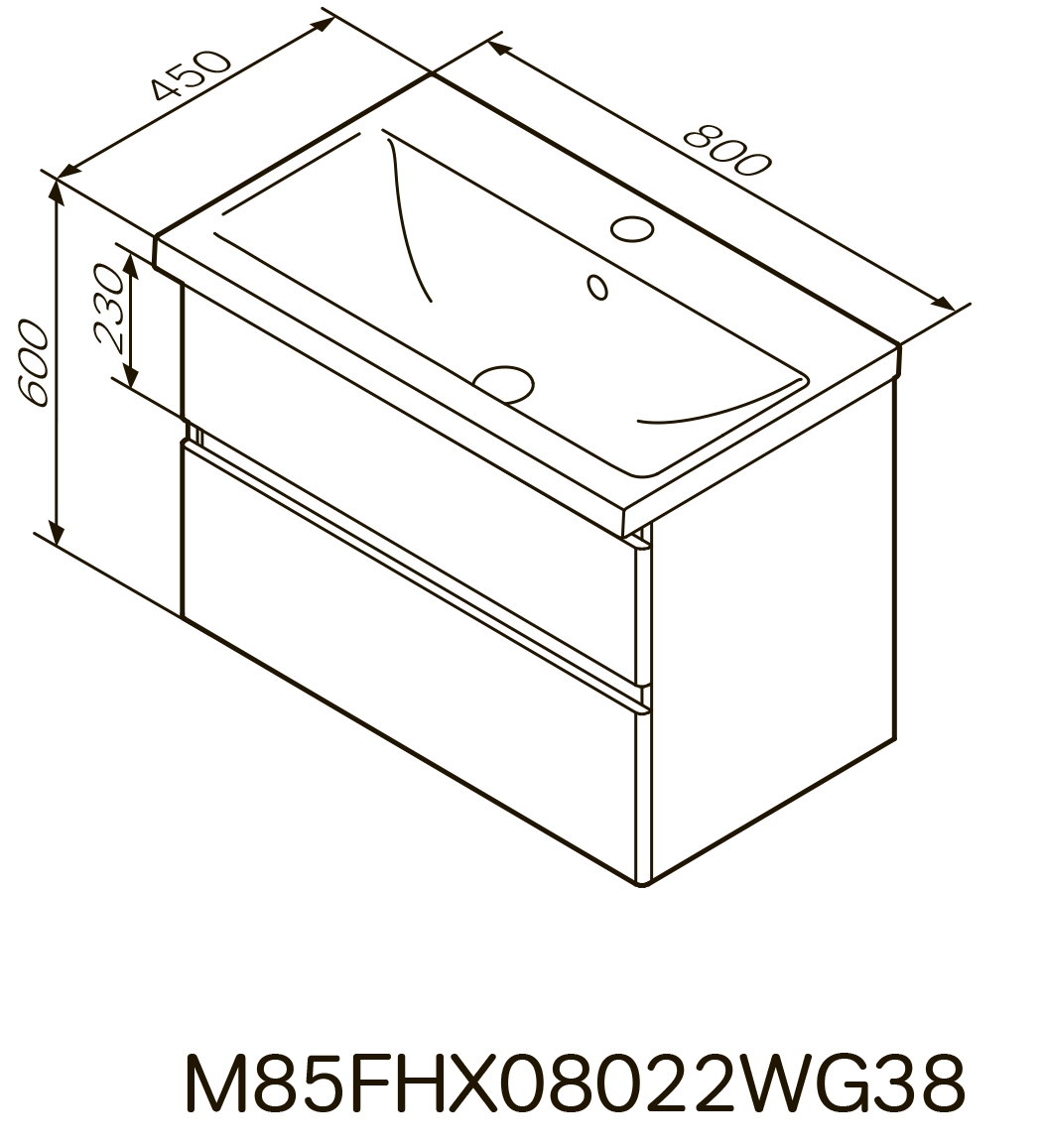 Тумба з умивальником підвісна AM.PM X-Joy M85-FHX0802-WC0802WG38 80x60x45 см Білий (130309) - фото 2