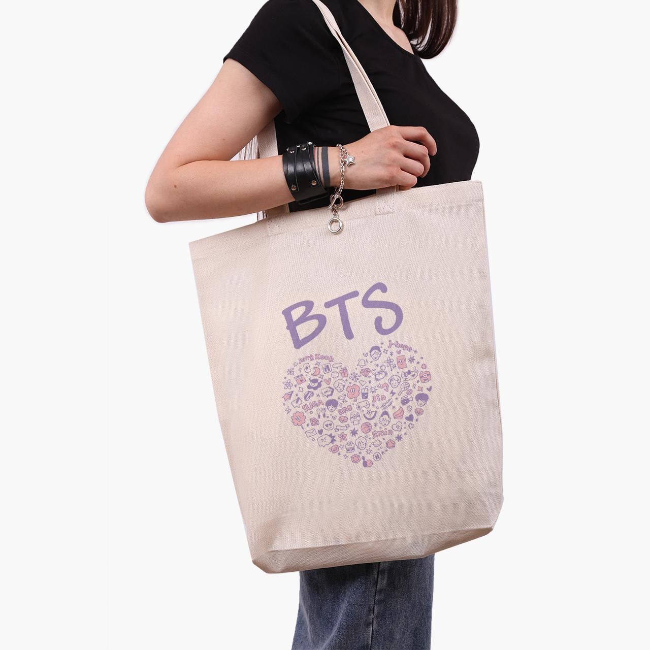 Эко сумка шоппер BTS 41x39x8 см Бежевый (9227-3268-WTD)