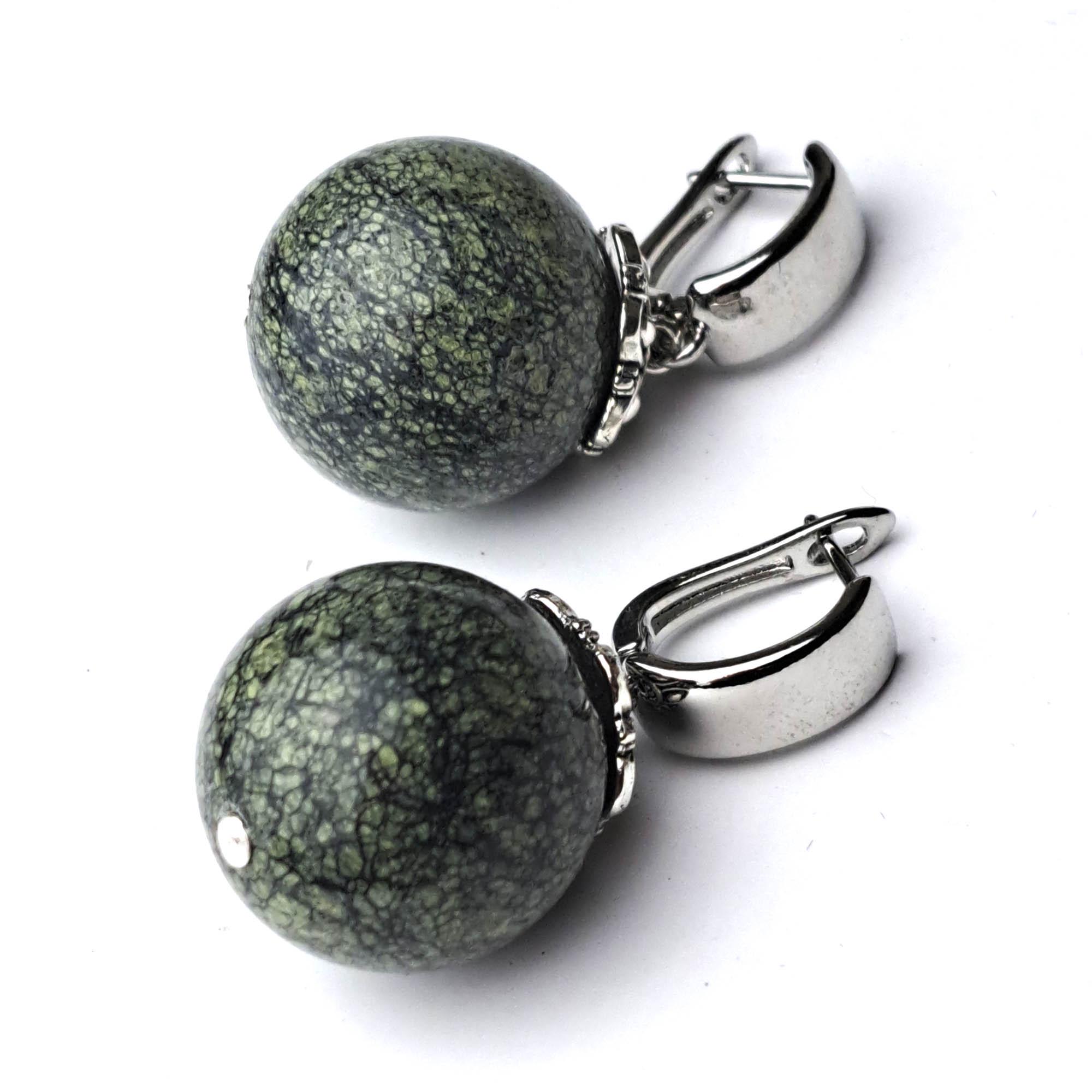 Серьги DARSANA Меркурий из натурального камня змеевик (DRSU501990)