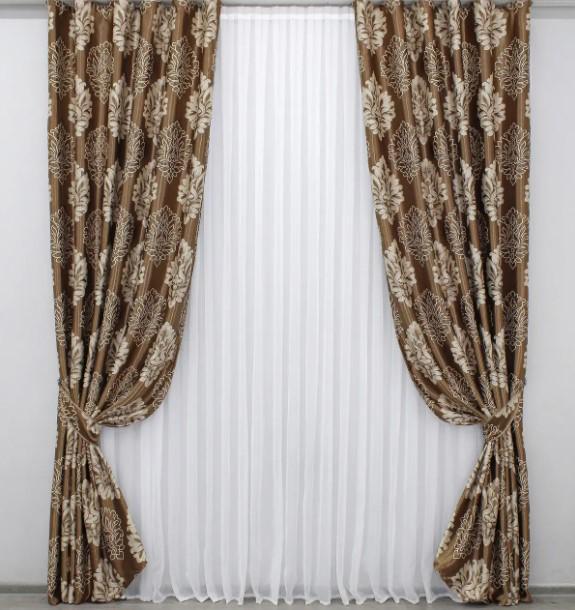 Шторы Корона блекаут/софт 1,5х2,75 м 2 шт. Коричневый (1278ш)